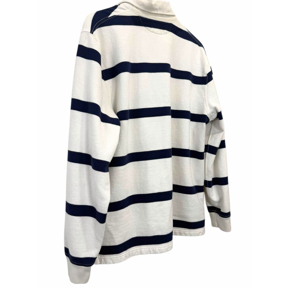 Polo Ralph Lauren Striped Rugby Shirt Cream Navy Long Sleeve Size Large - Picture 8 of 9